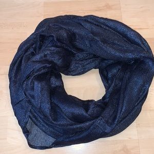 Navy circle scarf with light blue shimmer